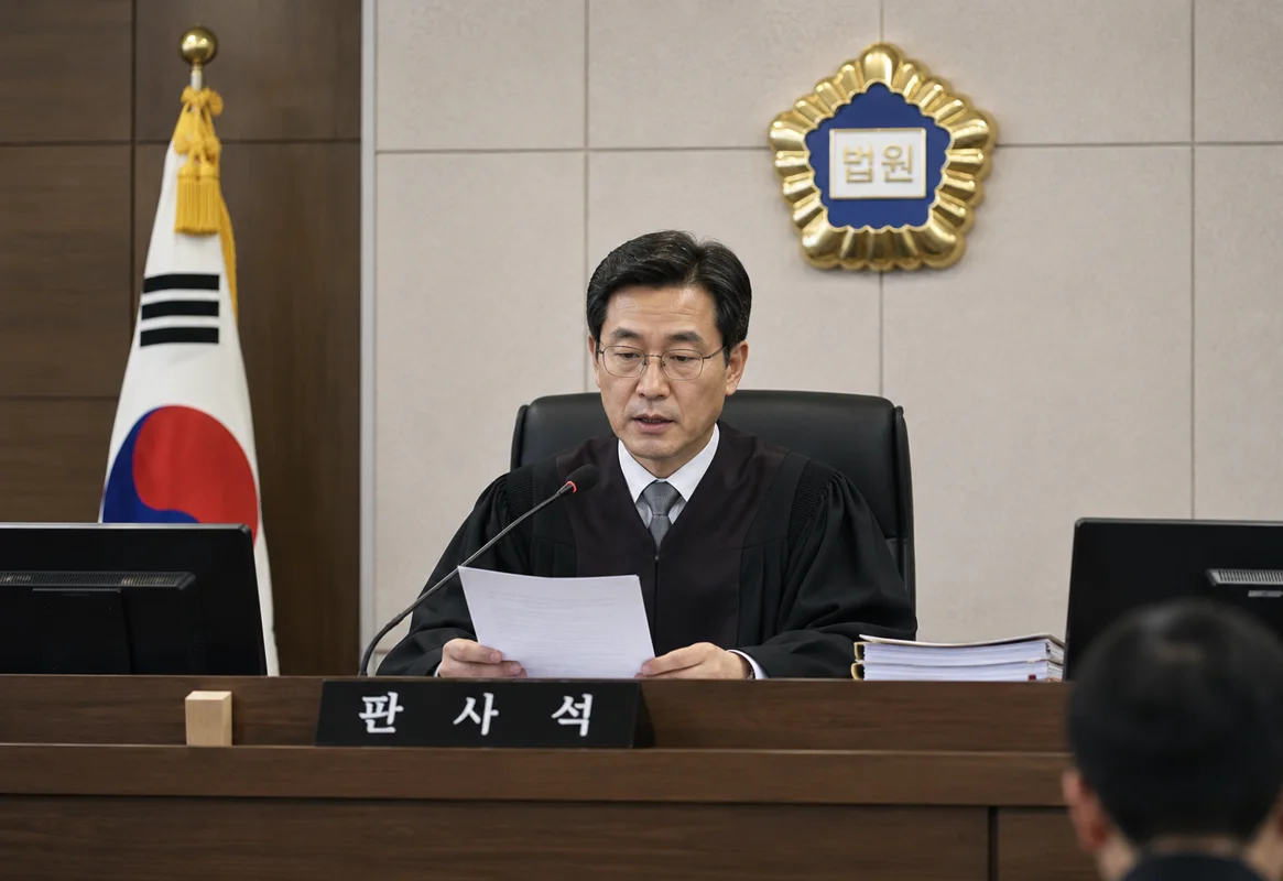 인천 성매매 초범 선처 방법|법정 판사석에 앉아 서류를 검토하는 판사의 모습