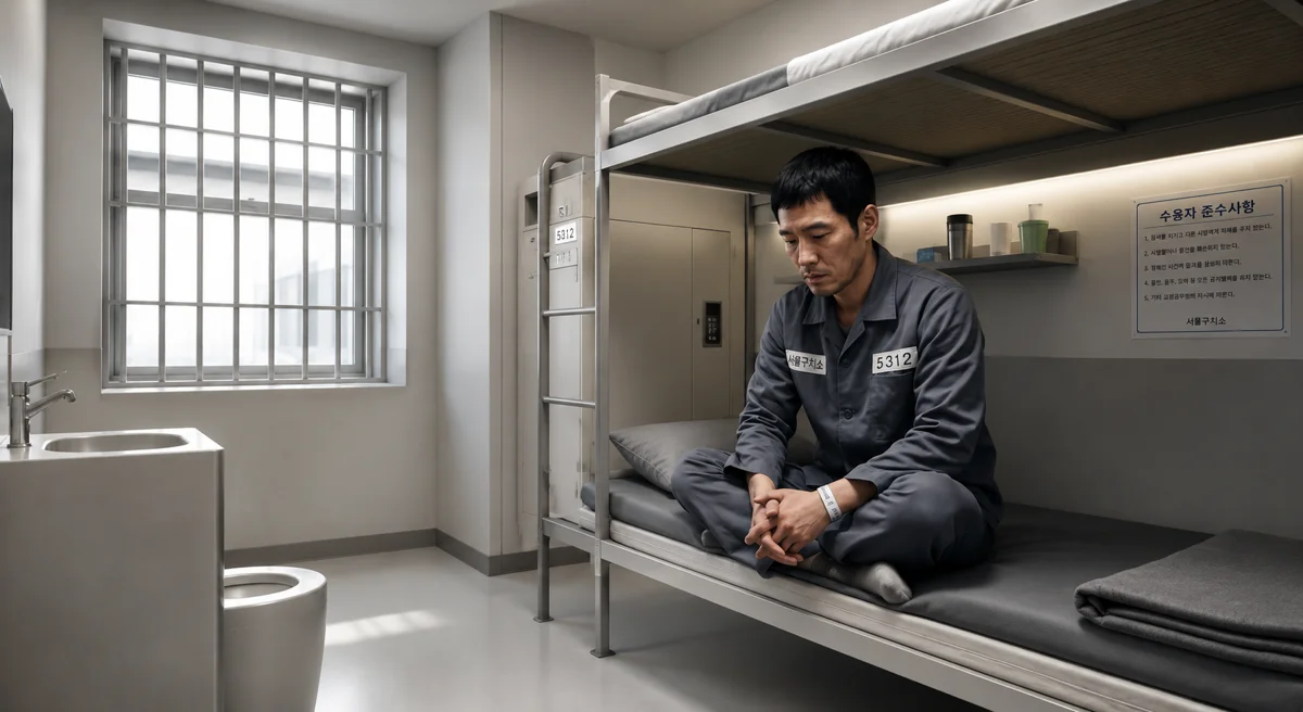 인천 성매매 강요 혐의|서울구치소 수용실에 앉아 있는 수용자