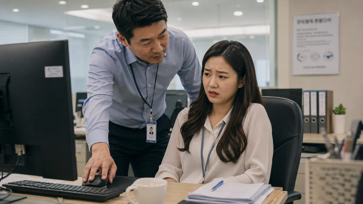 인천 강제추행 무죄 증명|직장 내 성희롱 및 괴롭힘 상황을 묘사한 사진