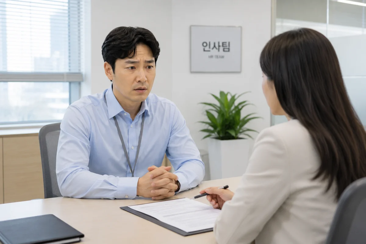 인천 직장 내 성희롱 형사처벌|인사팀 사무실에서 면담 중인 직장인